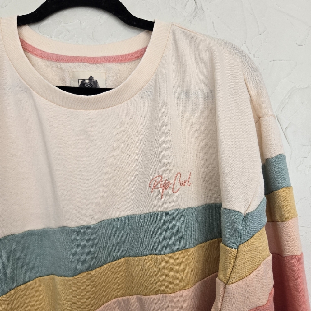 Ripcurl Crew Pink Blue Yellow Wave La Bonita Pullover Sweatshirt, XXL - Picture 6 of 14